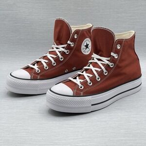 Converse Women's 9.5 Sneakers Red Platform Rust CTAS Lift High A06896F
